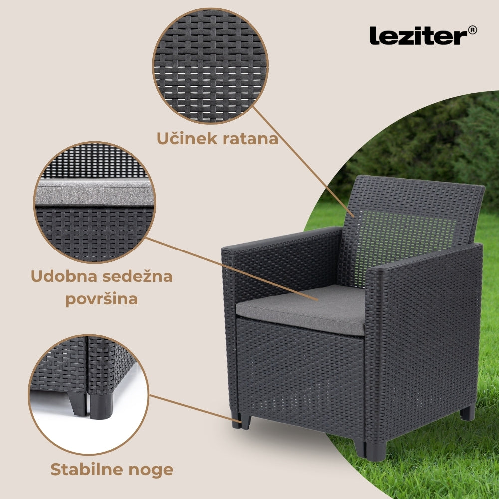 Set mobilier de grădină Claire cu 5 locuri și masă cu perne
