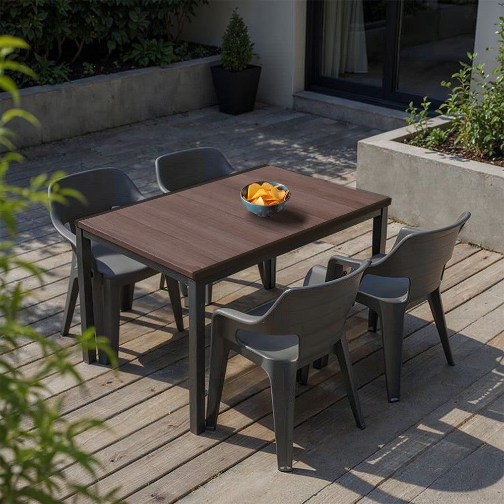 Set de mobilier de grădină Ravello 4+1, culoare nuc-negru Imagine secundară a produsului