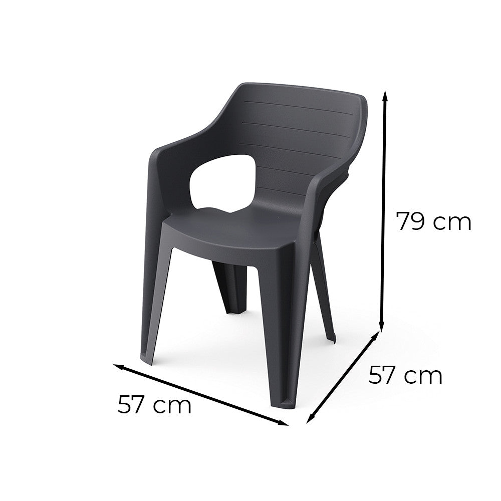 Kerti bútor szett fekete karfás szék méretábrával, 79 × 57 × 57 cm - Homelux, 260568_260564_6