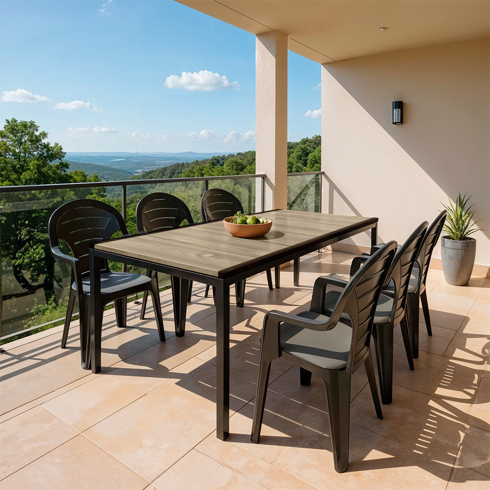 Set de mobilier de grădină Lagos Large 6+1, frasin-grafit Imagine secundară a produsului
