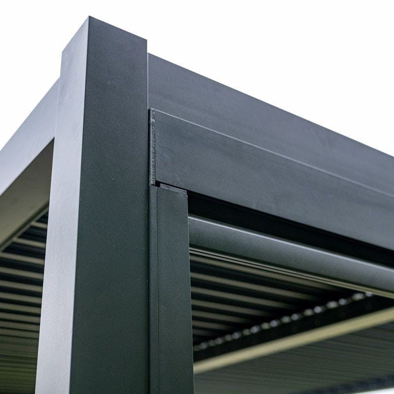 Kerti pergola antracit alumínium sarokszerkezete közelről - Homelux, 5905610251277