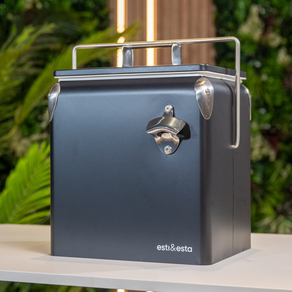 Ladă frigorifică retro metalică Tourist, 13 L, neagră Imagine secundară a produsului