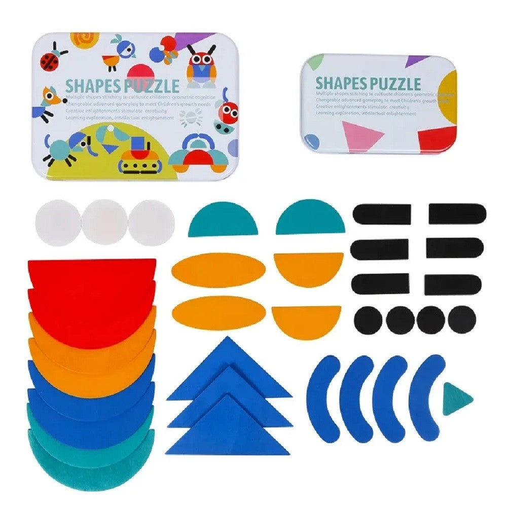 Puzzle logic cu figuri din lemn, jucărie Montessori Imagine secundară a produsului