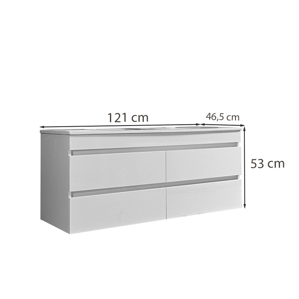 Mosdószekrény méretábra 121 × 46,5 × 53 cm - Homelux, CUBE120A2F1M