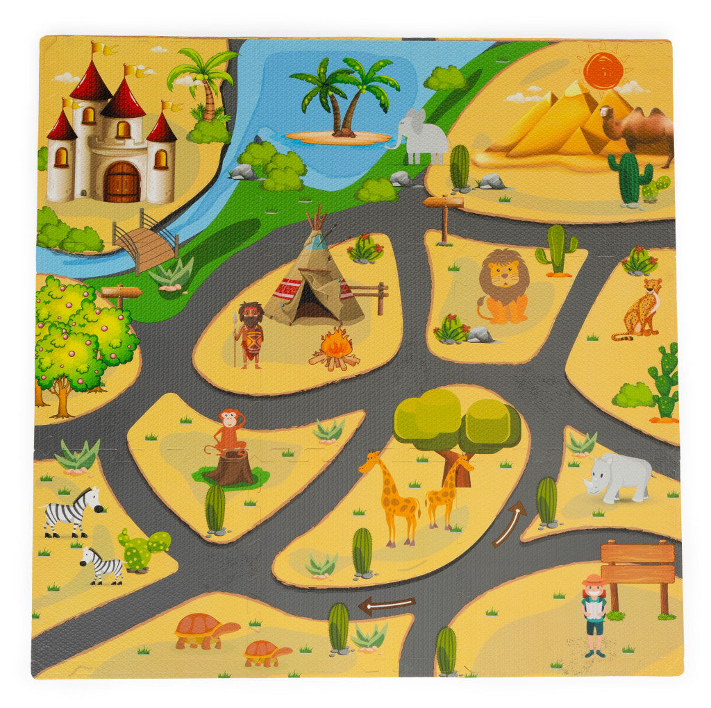 Spumă burete joc mat safari puzzle 9pcs 93x93cm Imagine secundară a produsului