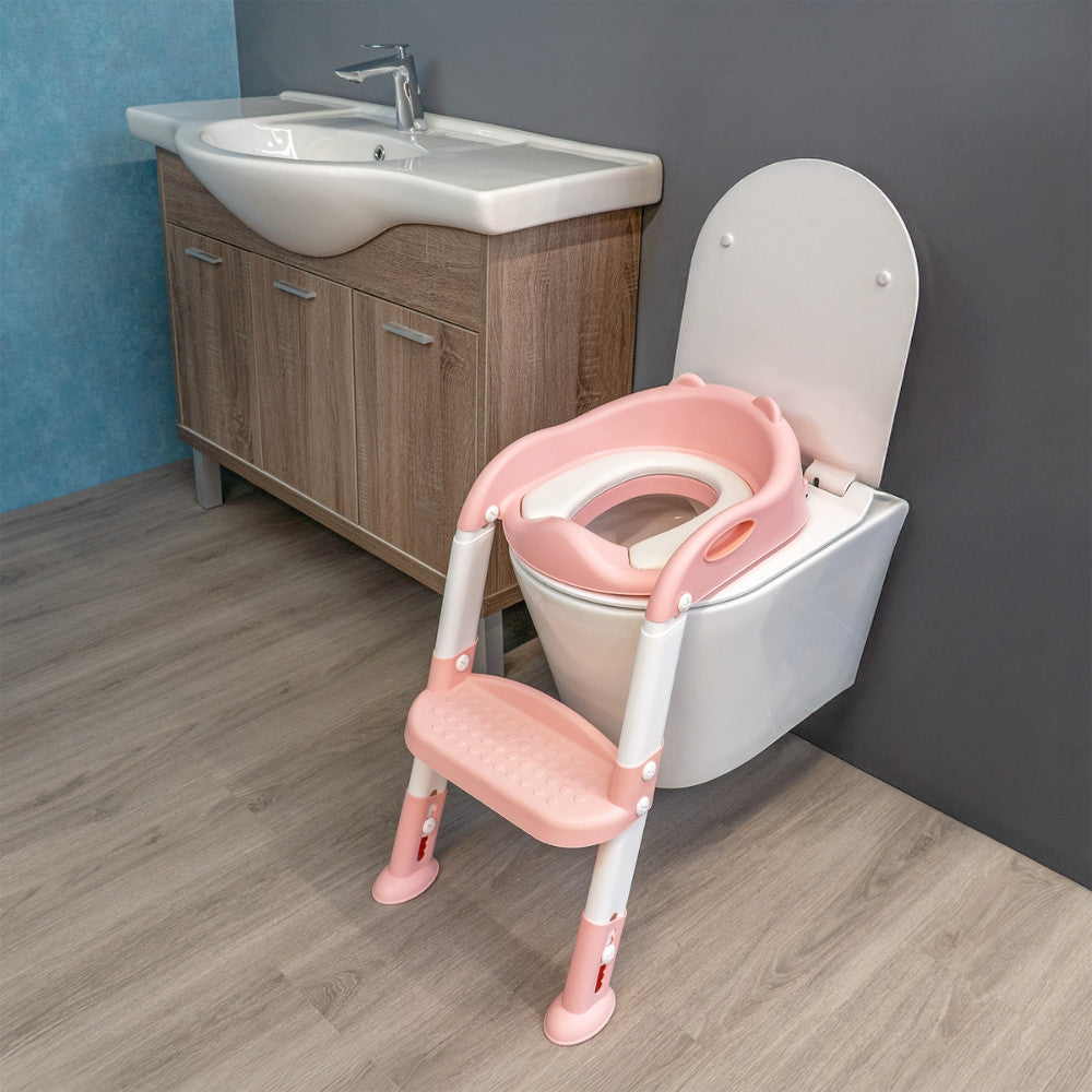 Toaletă cu reductor de scări roz Imagine secundară a produsului