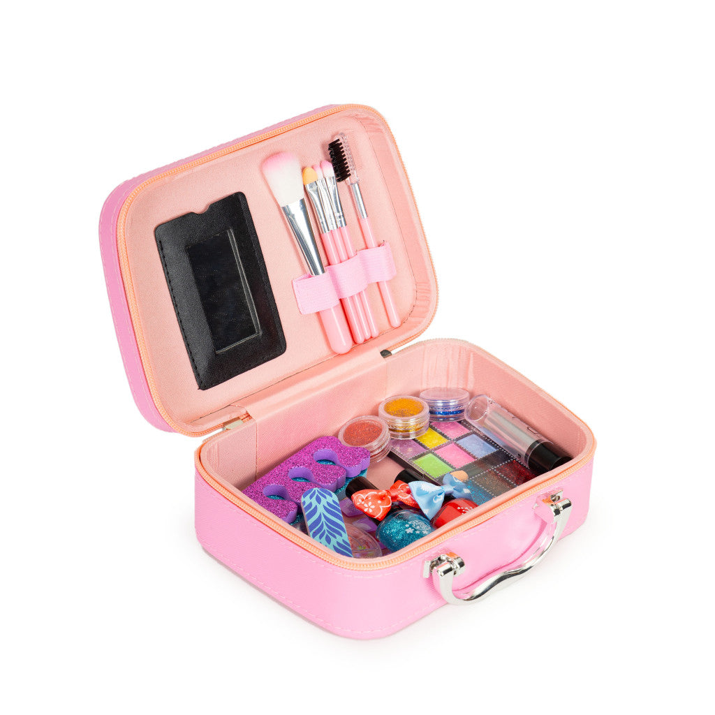 Trusă cosmetică pentru copii, cutie cu oglindă și lampă UV LED Imagine secundară a produsului