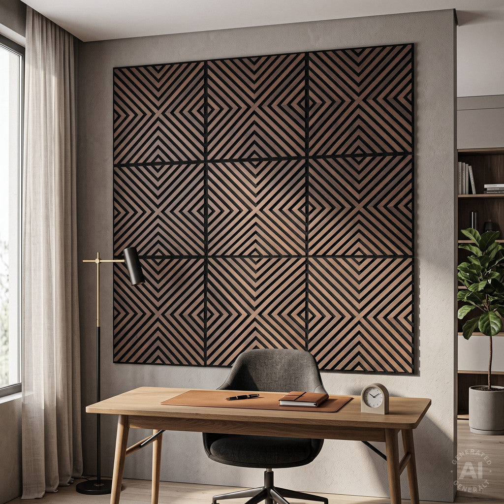 Panou acustic de perete Deco IV cu aspect de nuc, 60x60x1,8 cm Imagine secundară a produsului