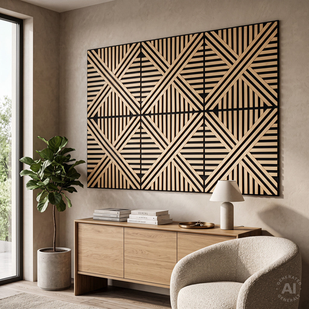 Panou acustic de perete Deco VI cu aspect de bambus, 60x60x1,8 cm Imagine secundară a produsului