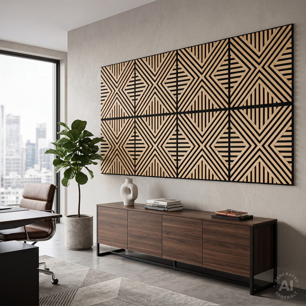 Panou acustic de perete Deco VII cu aspect de bambus, 60x60x1,8 cm Imagine secundară a produsului