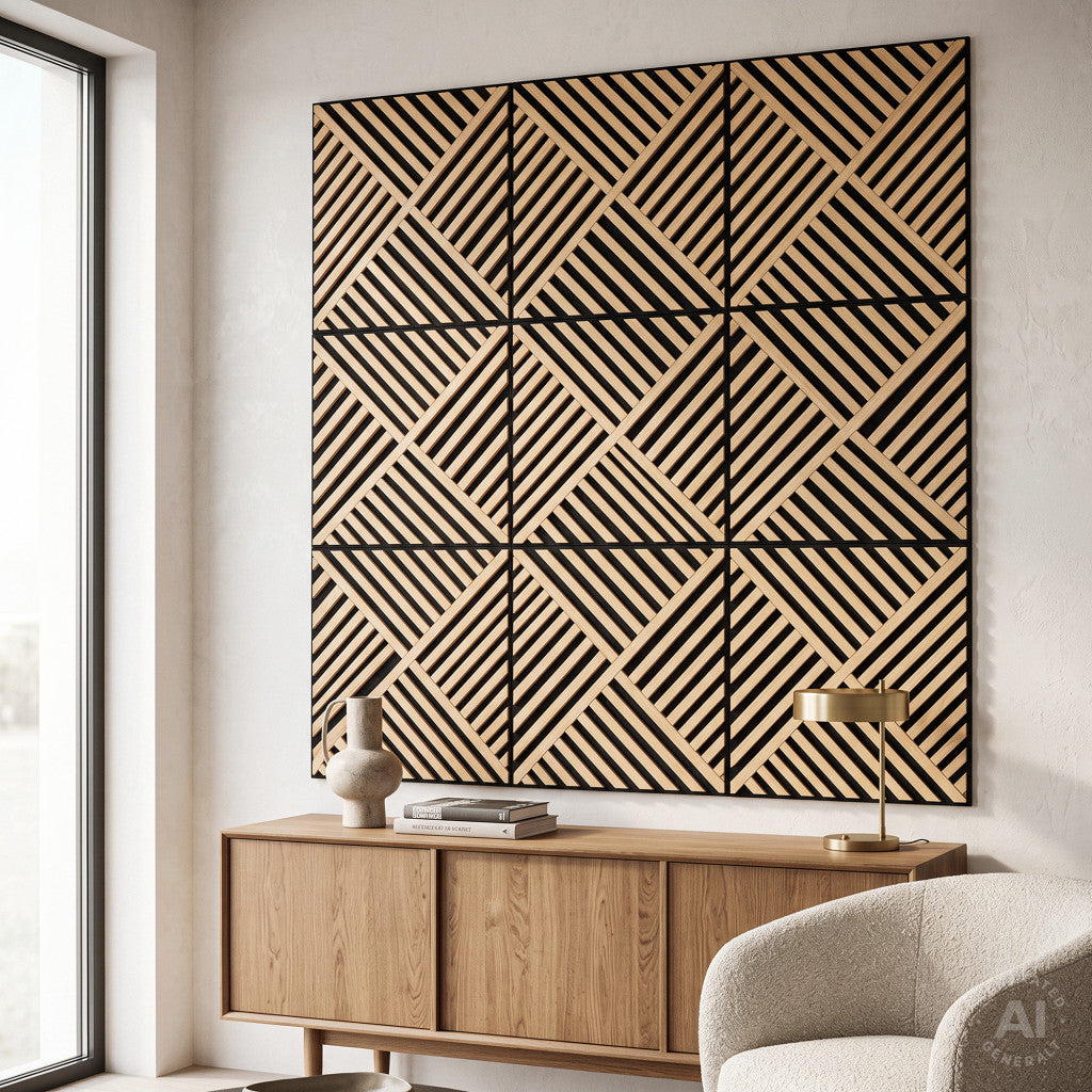 Panou acustic de perete Deco VIII cu aspect de bambus, 60x60x1,8 cm Imagine secundară a produsului
