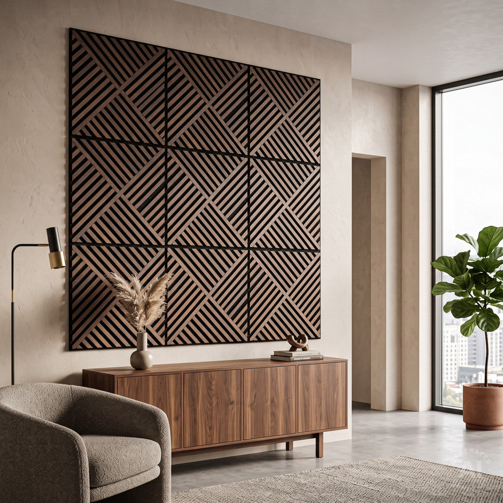 Panou acustic de perete Deco VIII cu aspect de nuc, 60x60x1,8 cm Imagine secundară a produsului
