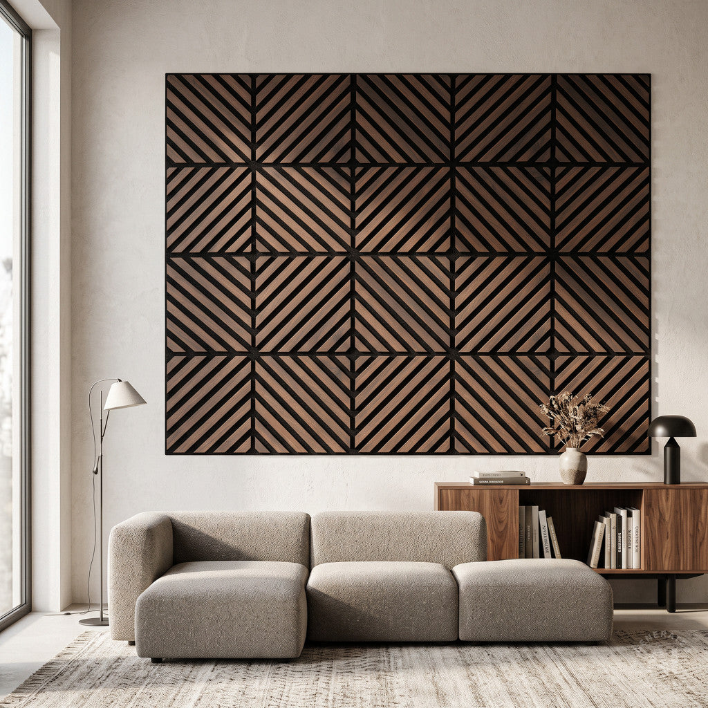 Panou acustic de perete Deco IX cu aspect de nuc, 60x60x1,8 cm Imagine secundară a produsului