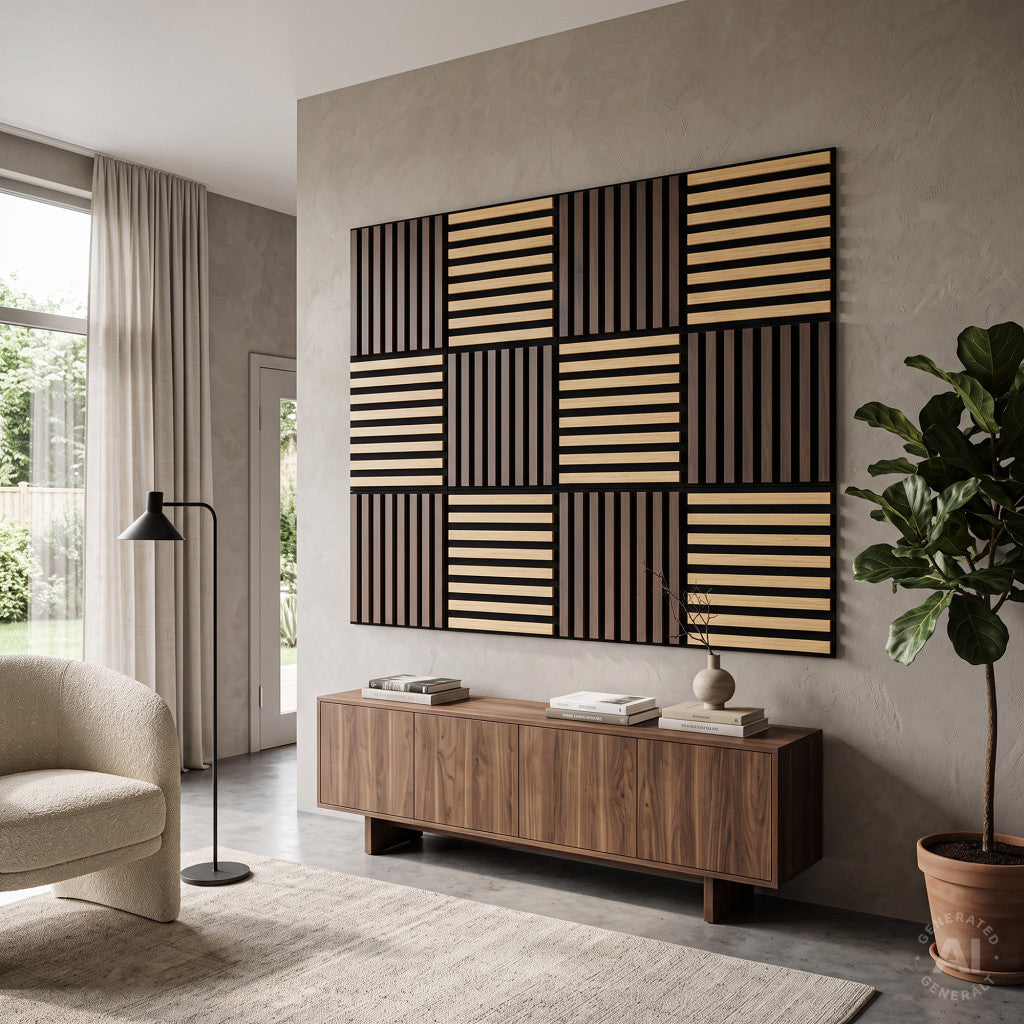 Panou acustic de perete Deco X cu aspect de bambus, 60x60x1,8 cm Imagine secundară a produsului