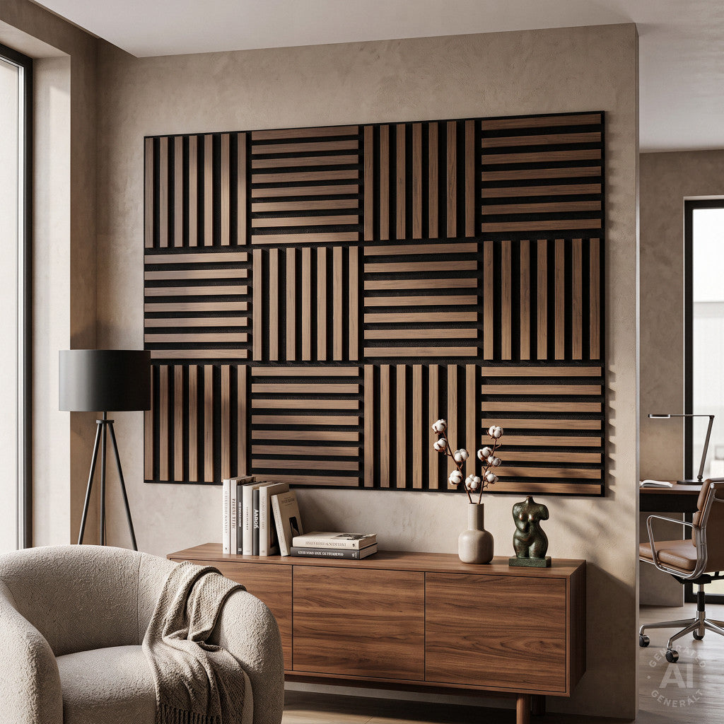 Panou acustic de perete Deco X cu aspect de nuc, 60x60x1,8 cm Imagine secundară a produsului