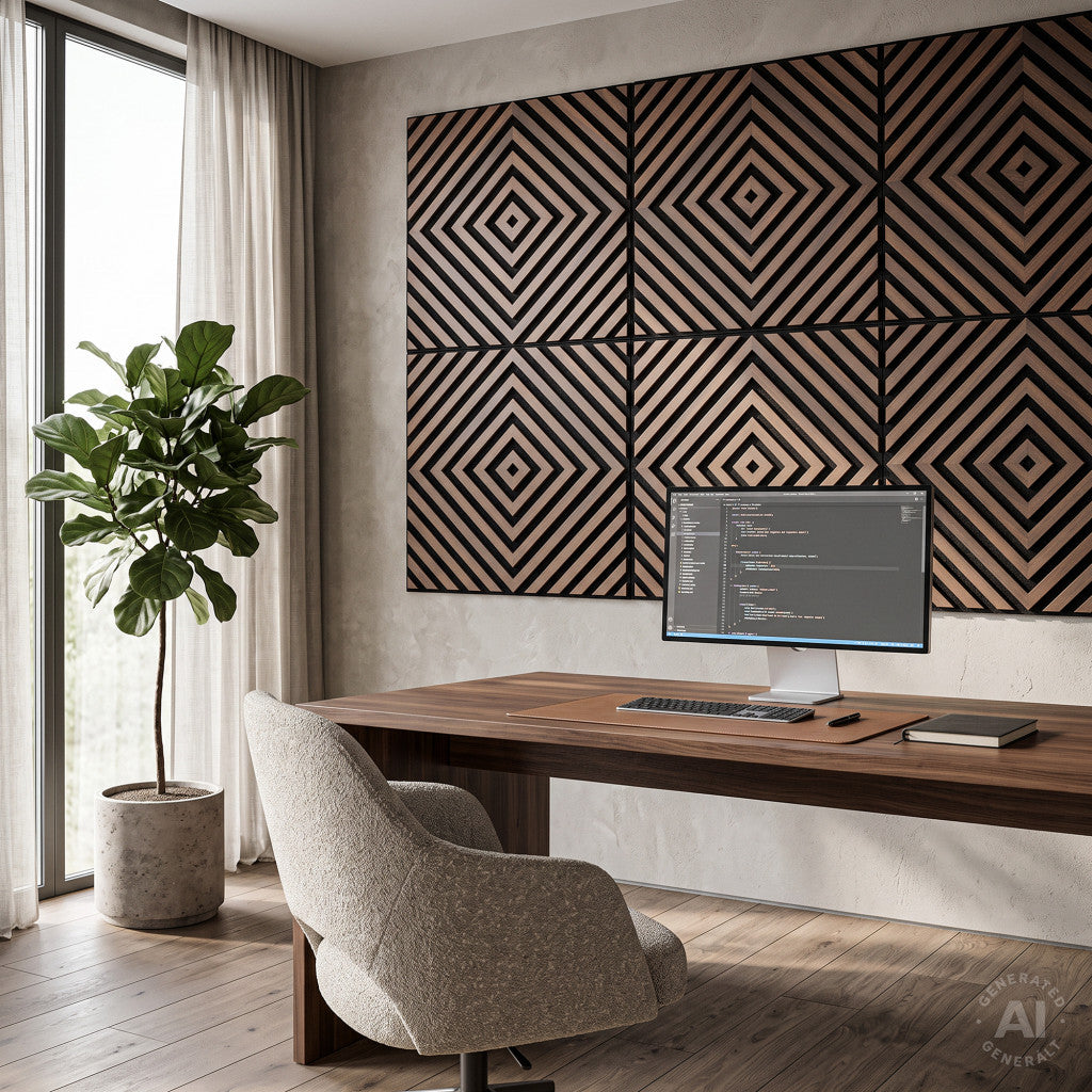 Panou acustic de perete Deco XI cu aspect de nuc, 60x60x1,8 cm Imagine secundară a produsului