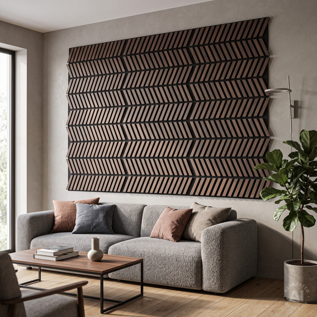 Panou acustic de perete Deco XII cu aspect de nuc, 60x60x1,8 cm Imagine secundară a produsului