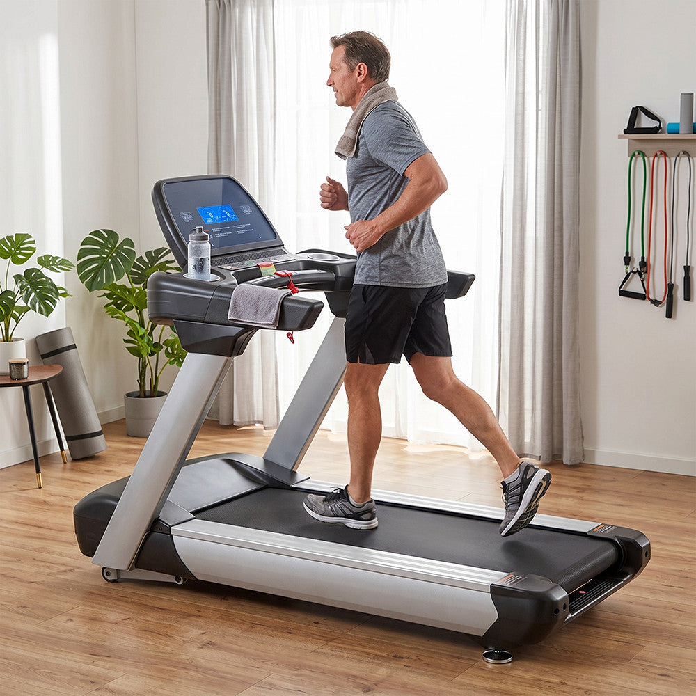 Banda de alergare cu afișaj LED Titanfit, 200 kg, 3 LE, 1-25 km/h, unghi de înclinare 0-18% Imagine secundară a produsului