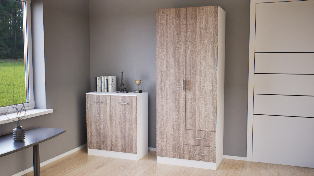 Dulap Miami 80x205 cm stejar York-alb Imagine secundară a produsului