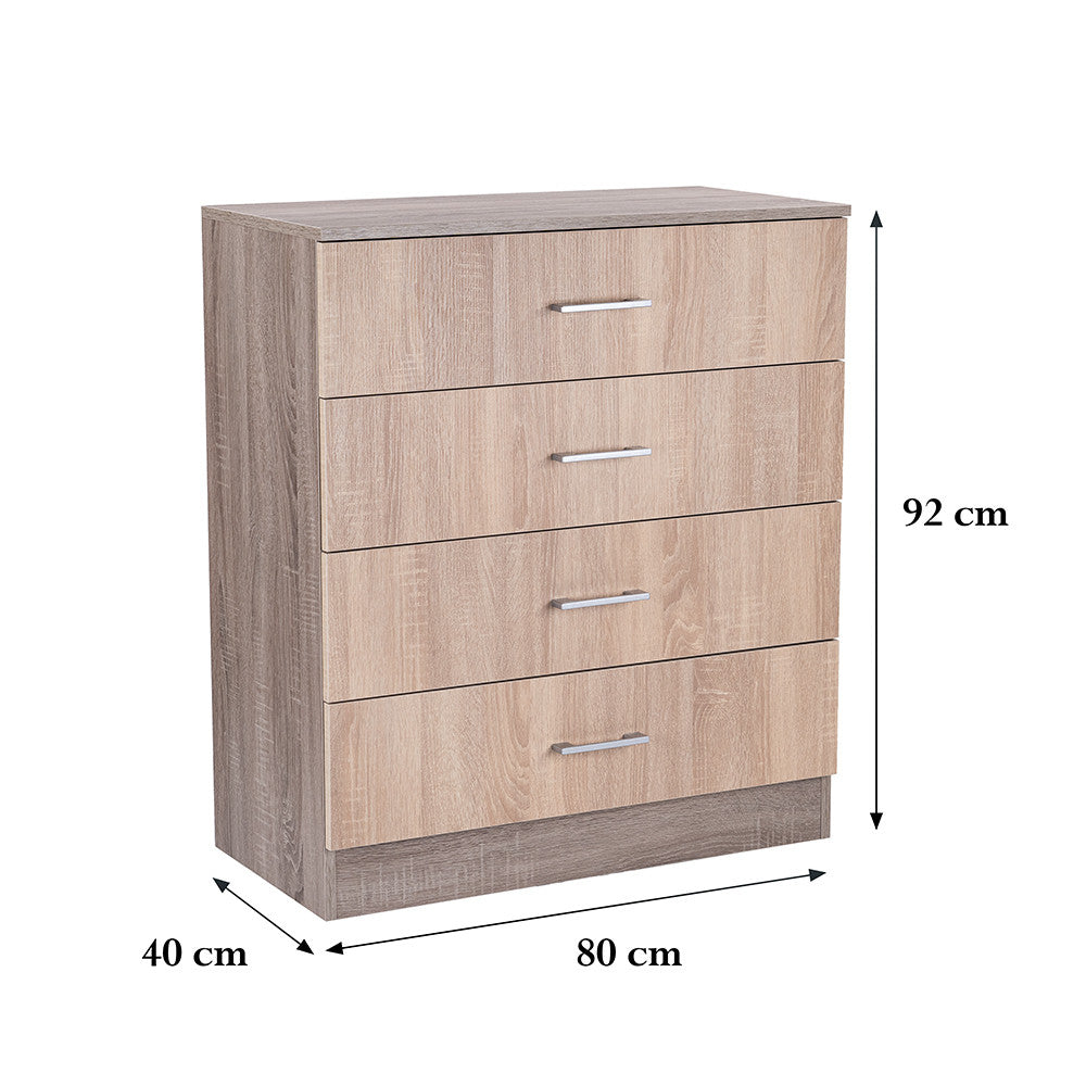 Comodă Miami cu 4 sertare 80x92 cm stejar Sonoma-stejar York Imagine secundară a produsului