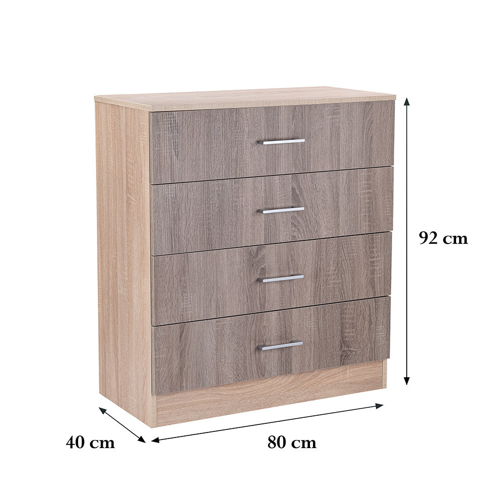 Comodă Miami cu 4 sertare 80x92 cm stejar York-stejar Sonoma Imagine secundară a produsului