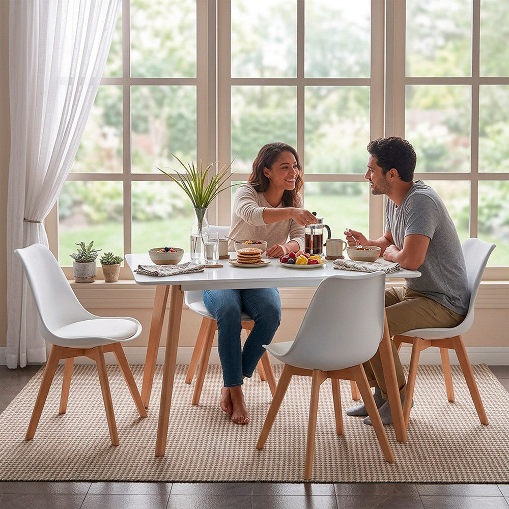 Verona 120 cm pătrat masa de luat masa alb Imagine secundară a produsului