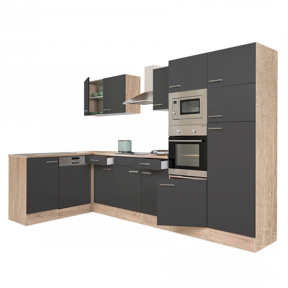 Konyhabútor bal oldali nézete beépített sütővel, mikróval és felső szekrényekkel - Homelux, LS340STAN Imagine secundară a produsului