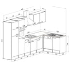 Konyhabútor méretábra 3400 mm teljes szélességgel és 2050 mm magassággal - Homelux, LS340STAN