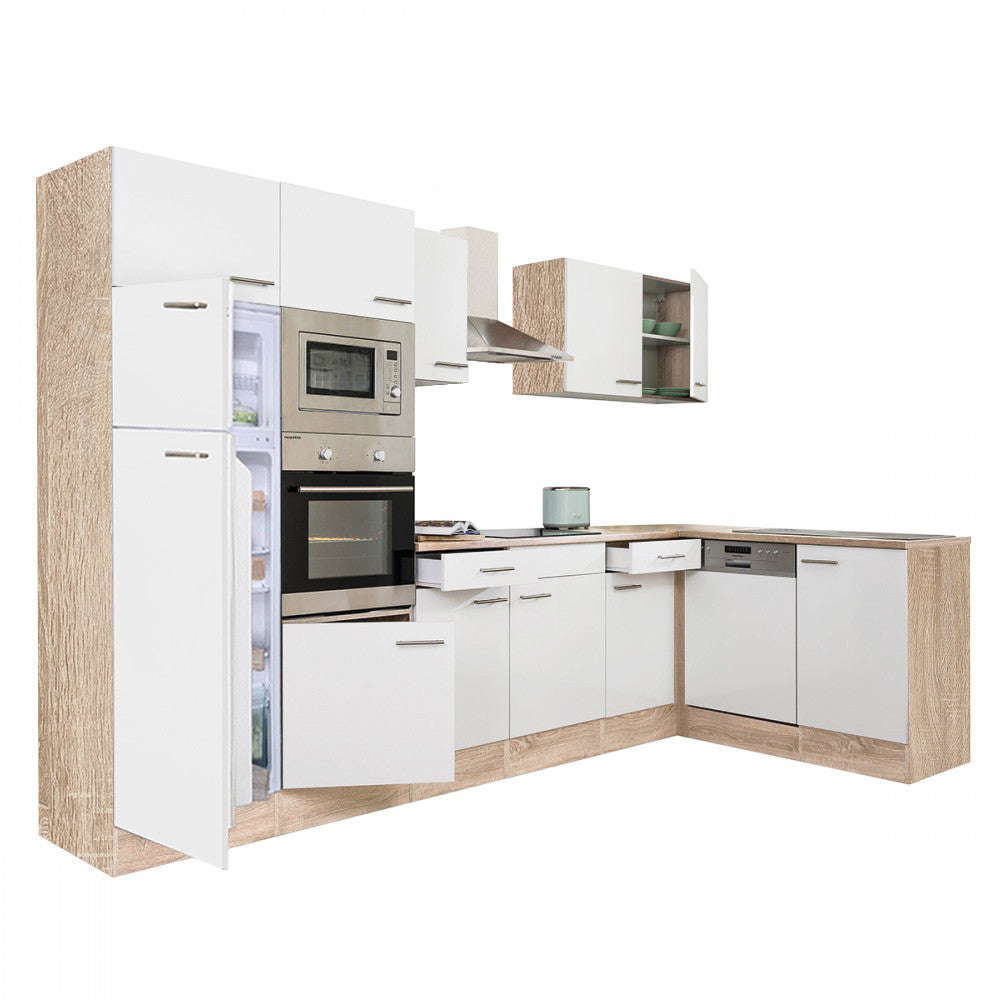 Konyhabútor, sonoma tölgy korpusz és selyemfényű fehér front - Homelux, LS340STFH Fő kép
