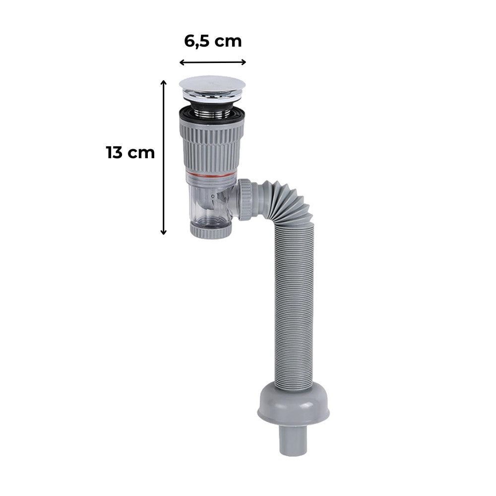 Scurgere Click-Lacquer pentru chiuvetă normală cu capcană cu furtun flexibil Imagine secundară a produsului