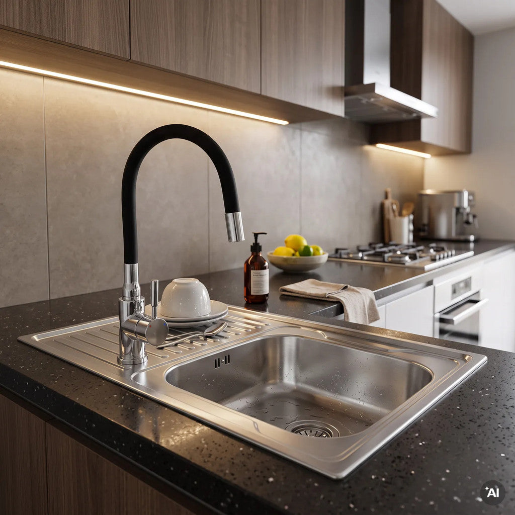 Tavă pentru chiuvetă din oțel inoxidabil cu scurgere 60x80 cm Imagine secundară a produsului