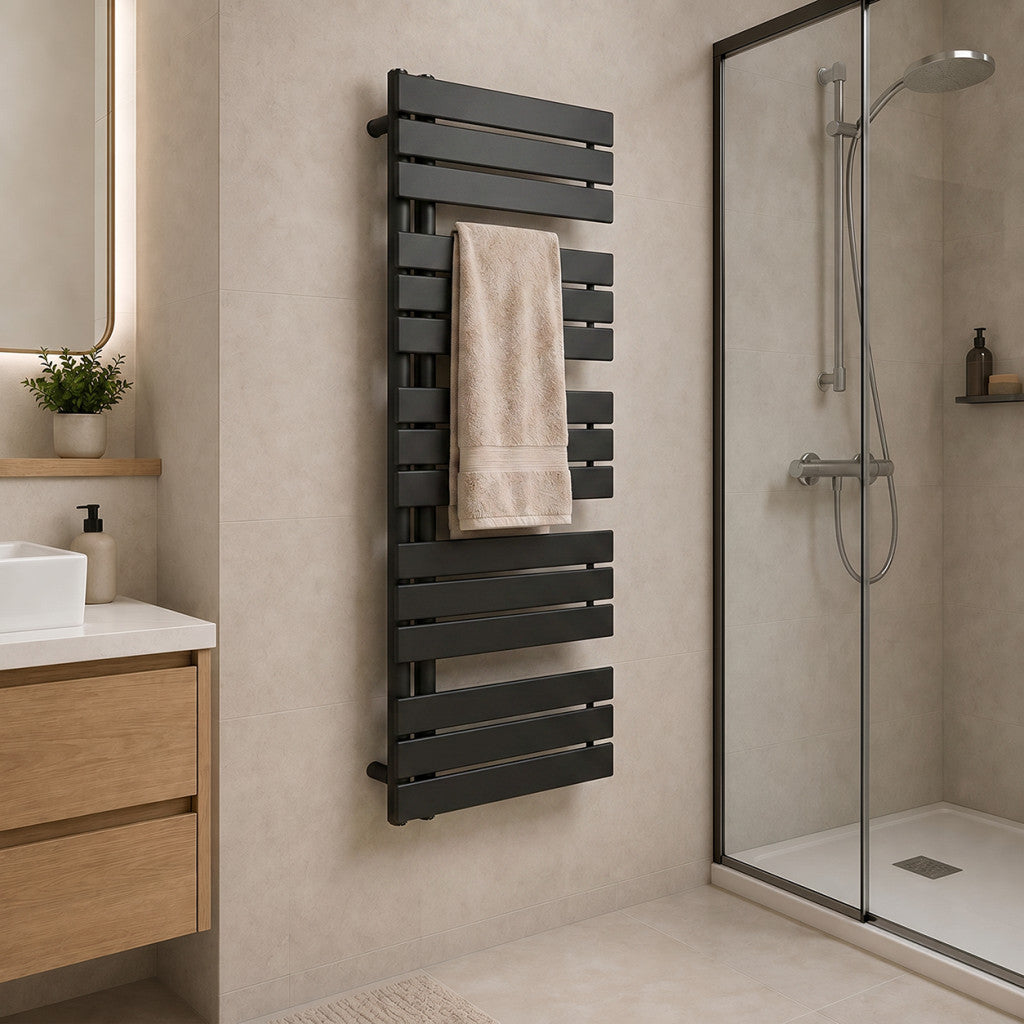 Solaro Design törölközőszárító radiátor 1400x500 mm fekete Másodlagos kép