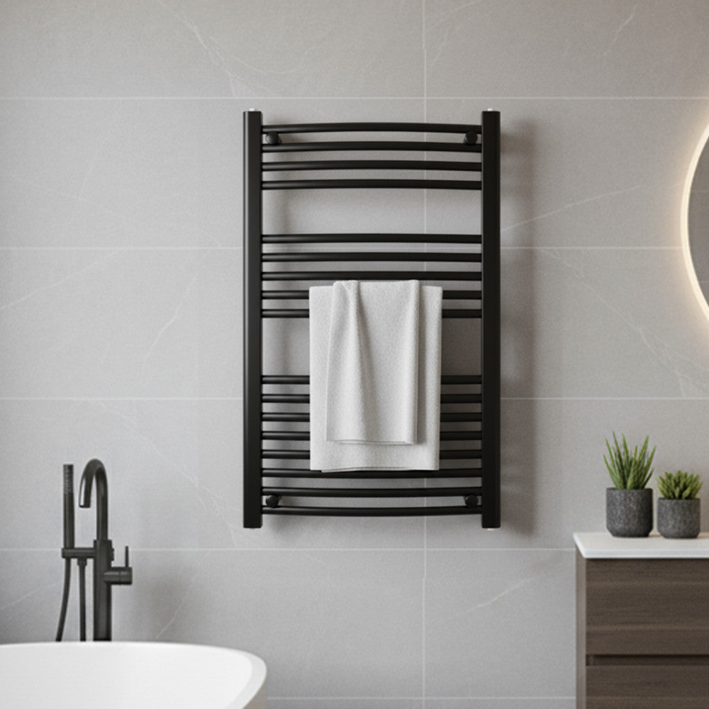 Radiator curbat pentru uscător de prosoape 1000x500 mm negru Imagine secundară a produsului