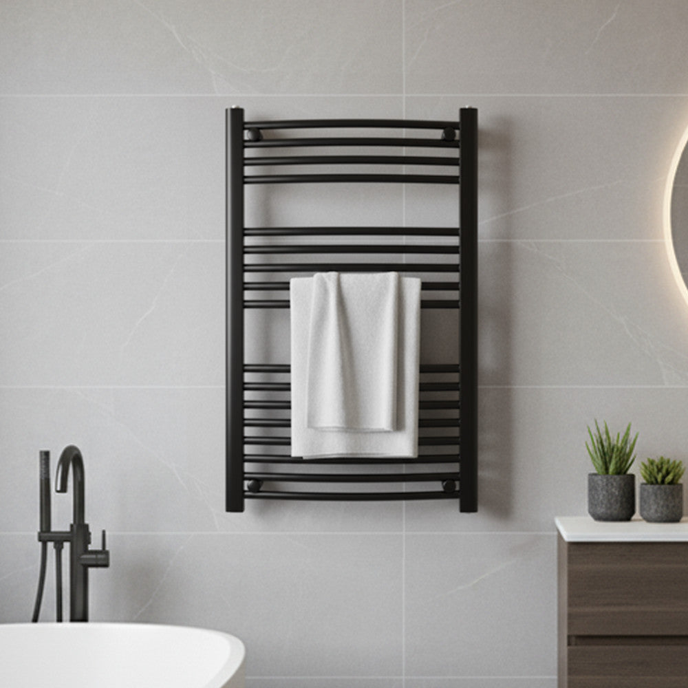 Radiator curbat pentru uscător de prosoape 1000x600 mm negru Imagine secundară a produsului