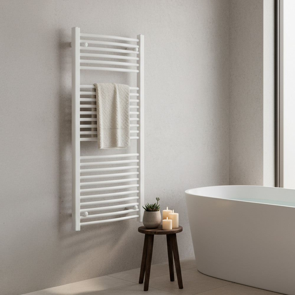Radiator curbat pentru uscător de prosoape 1200x600 mm alb Imagine secundară a produsului