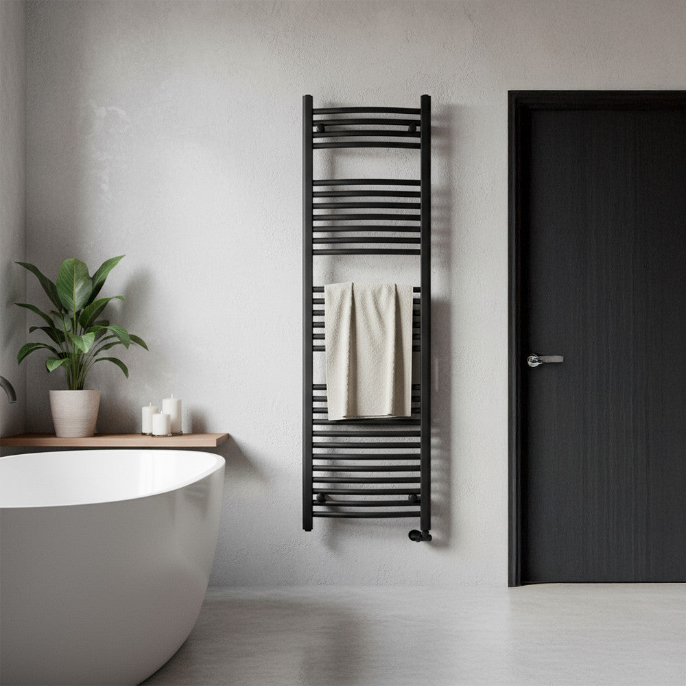 Radiator curbat pentru uscător de prosoape 1600x500 mm negru Imagine secundară a produsului