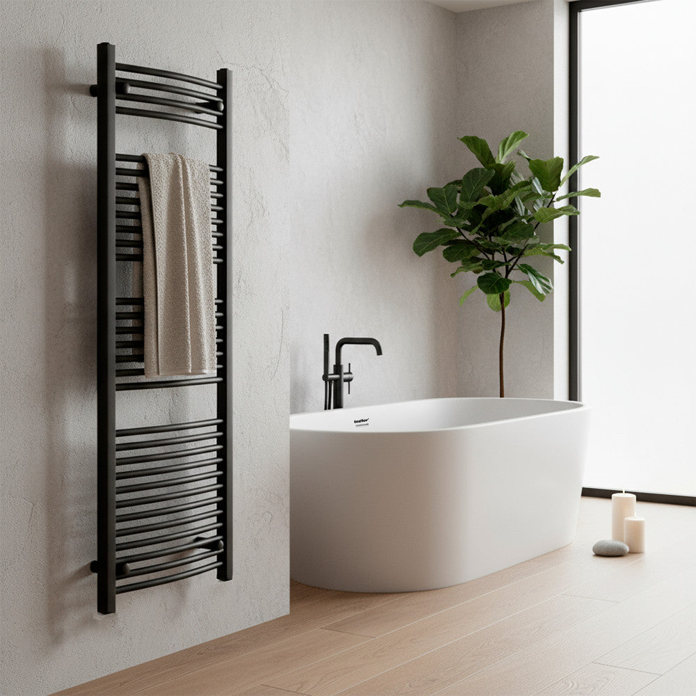 Radiator curbat pentru uscător de prosoape 1600x600 mm negru Imagine secundară a produsului