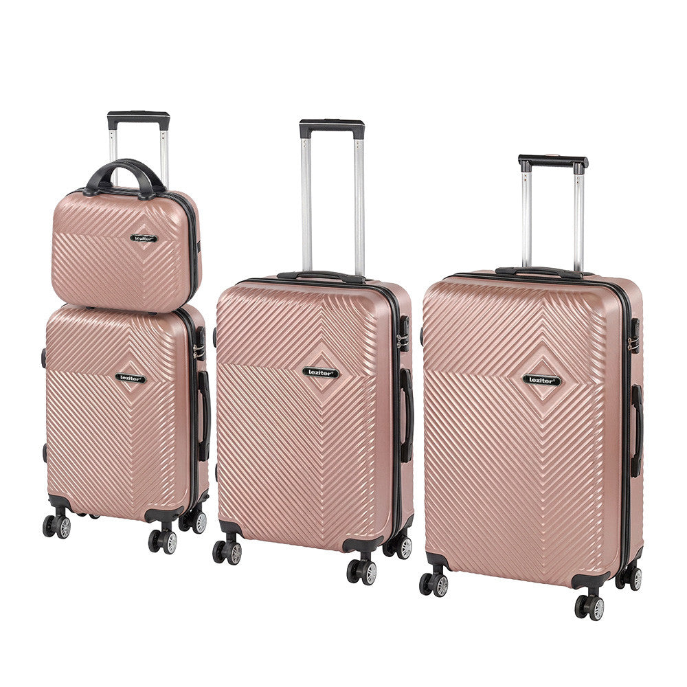 4 részes keményfedeles bőröndszett, egységes rosegold színben - Homelux, LTRPBS-XXV-RG