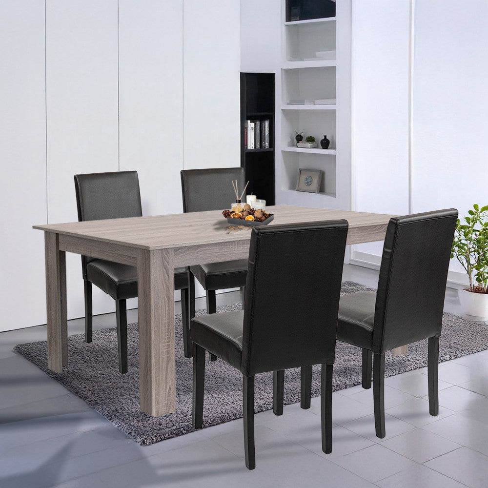 Set de masă Leon 4 1 stejar York-negru Imagine secundară a produsului