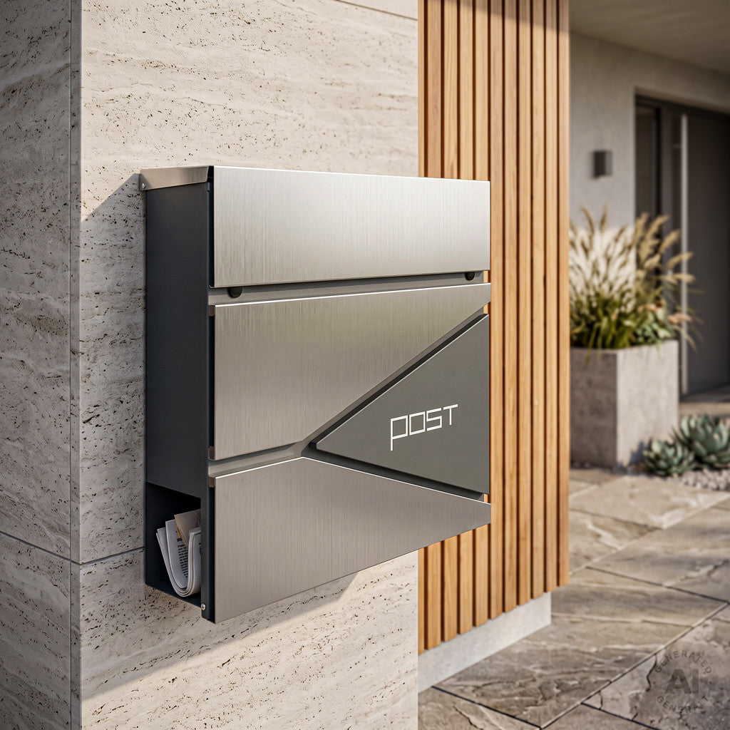 Cutie poștală de exterior Homepost cu suport pentru ziare, cu încuietoare, gri-antracit Imagine secundară a produsului