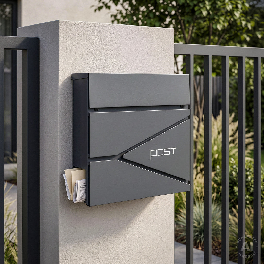 Cutie poștală de exterior Homepost cu suport pentru ziare, cu încuietoare, culoare antracit Imagine secundară a produsului