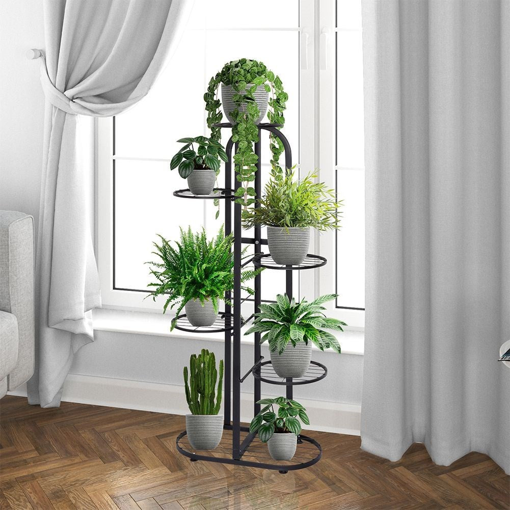 Suport metalic modern pentru flori 6 niveluri, negru Imagine secundară a produsului