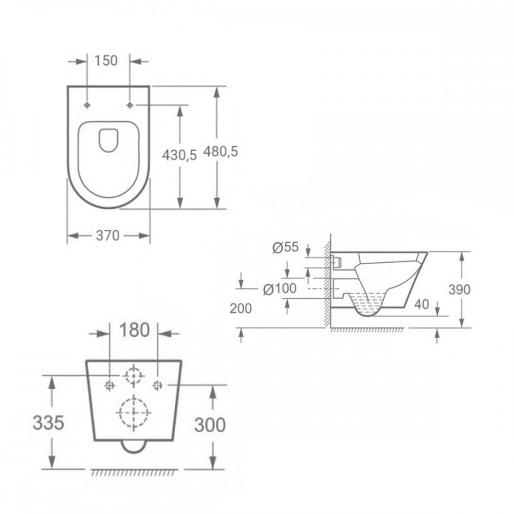 Falba építhető WC tartály szett WC-csésze méretábra 370 mm szélességgel és 390 mm magassággal - Homelux, ROYASET_WT-1_R-082CHR