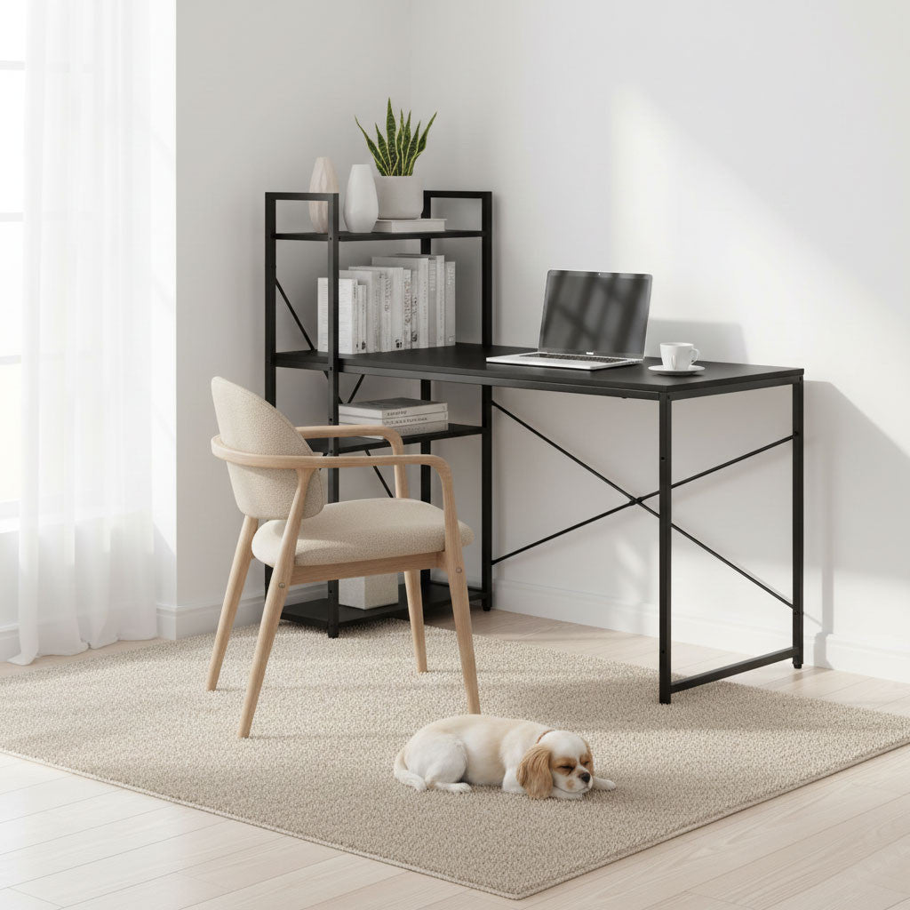 Birou 120x60 cm cu 3 rafturi Negru Imagine secundară a produsului