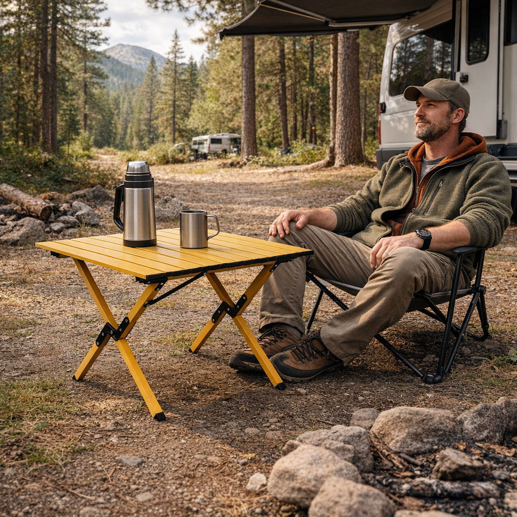 Masă pliabilă de camping 60x60 cm, cu geantă de transport Imagine secundară a produsului